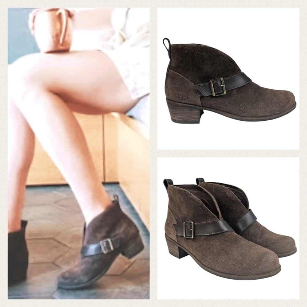 UGG Wright Belted Ankle Boots Size 10 EUC $165 S3267